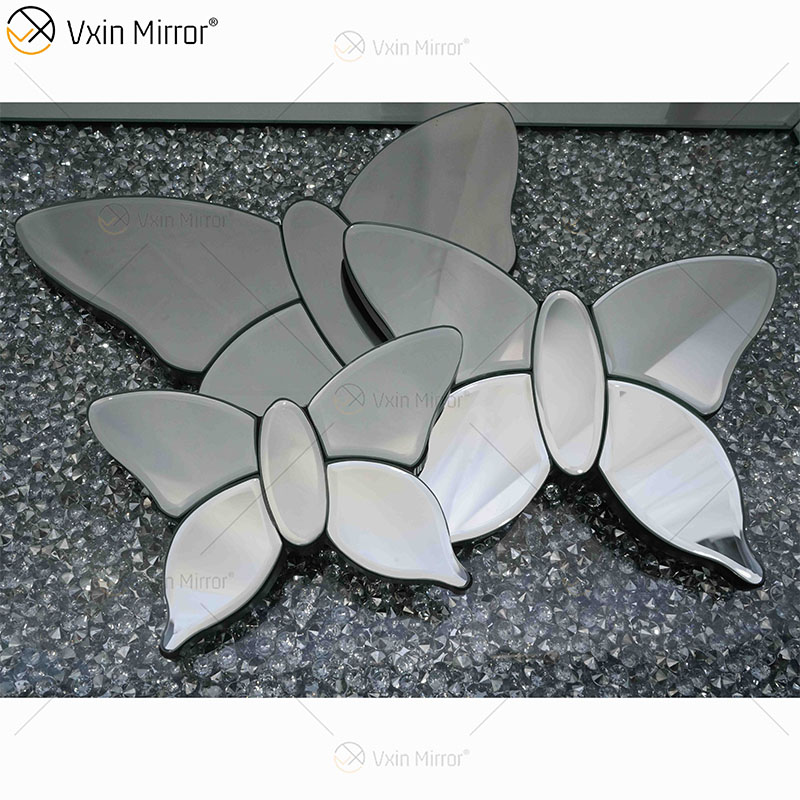 Modern Two Colors Silver Brown Mirrored Butterfly 3d Mirror Wall Art Home Decor Wall Frame in Living Room Furniture WXM-1097