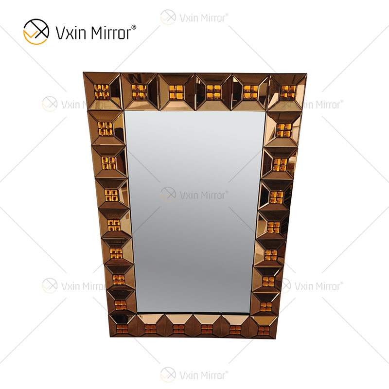 Hot Sale WXM-1118 Wall Decoration Brown Luxury Wall Unique 3d Mirror Wall Hanging Mirror