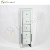 Vxin Mirror WXF-006 Five Drawer Silver Glass Nightstand Bedside Table Mirrored Bedside Table