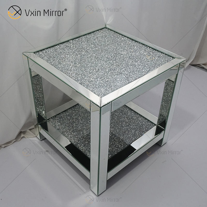 small mirrored side table