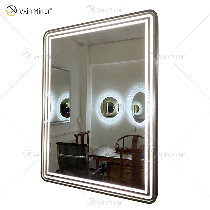 WXDL-121 LED 3 Color Light Waterproof Power Supply Silver Frame Copper-free Environmental Protection Mirror