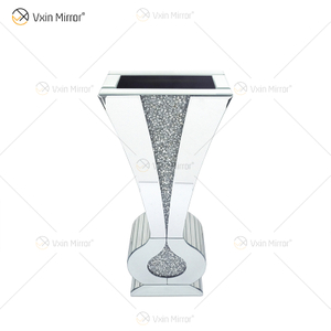 WXMV-004-1 Home Hotel Decor Indoor Silver Crushed Diamond Mirrored Large Follower Pots Mirror Vase