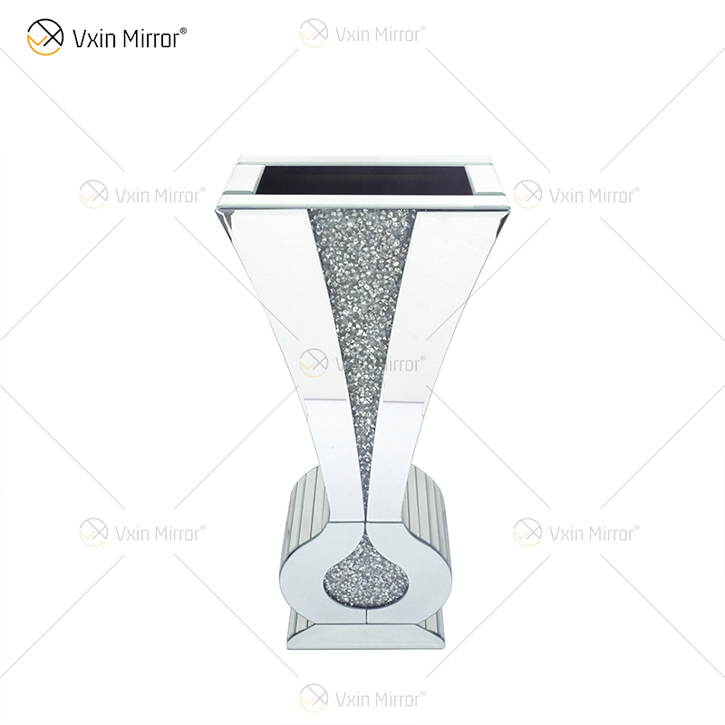 WXMV-004-1 Home Hotel Decor Indoor Silver Crushed Diamond Mirrored Large Follower Pots Mirror Vase