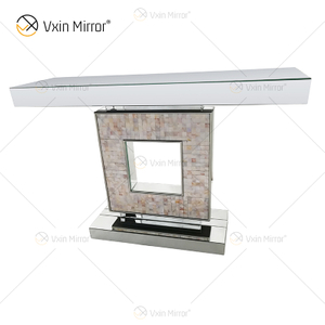 ACME Furniture Nasa Mirrored And Mother of Pearl Console Table In Living Room Furniture WXF-2120