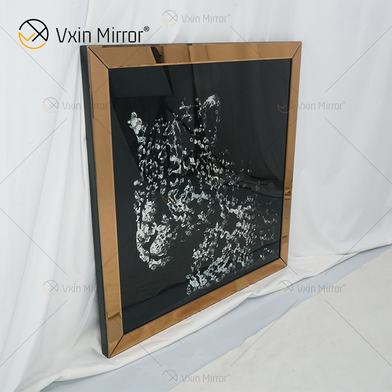VXin WXMA-19 Home Decor Glass Frame Mirrored Cheetah Wall Art Crystal Porcelain Painting Mirror Wall Art
