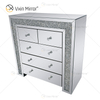 Vxin Mirrored Silver Crushed Diamond Nightstand Bedside Cabinet With 5 Drawer