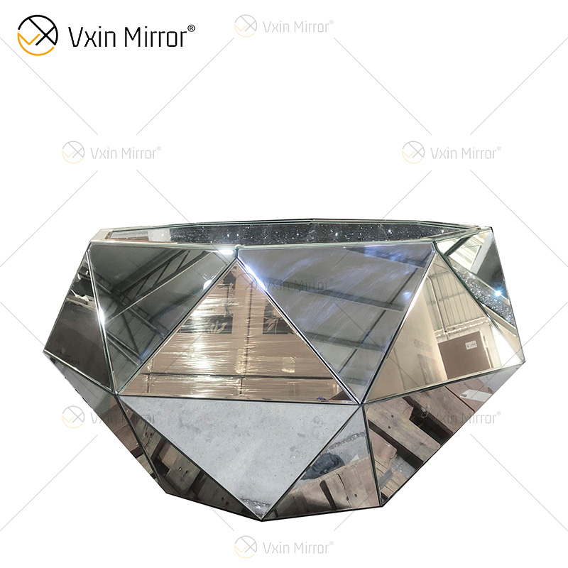 Homemade WXF-1037 A Triangle Silver Glass Diamond Modern Coffee Table Mirrored End Table