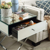 Vanity Modern WXF-046 Silver Stainless Steel Furniture Crystal Nightstand With 1 Drawers Mirrored Bedside Table