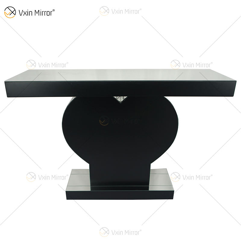 console table with round mirror