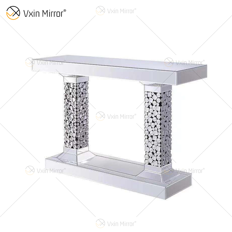 Acrylic Suit Top Quality Silver Large Crystal Wall Mirror Side Table Coffee Table Living Room Crystal Sets