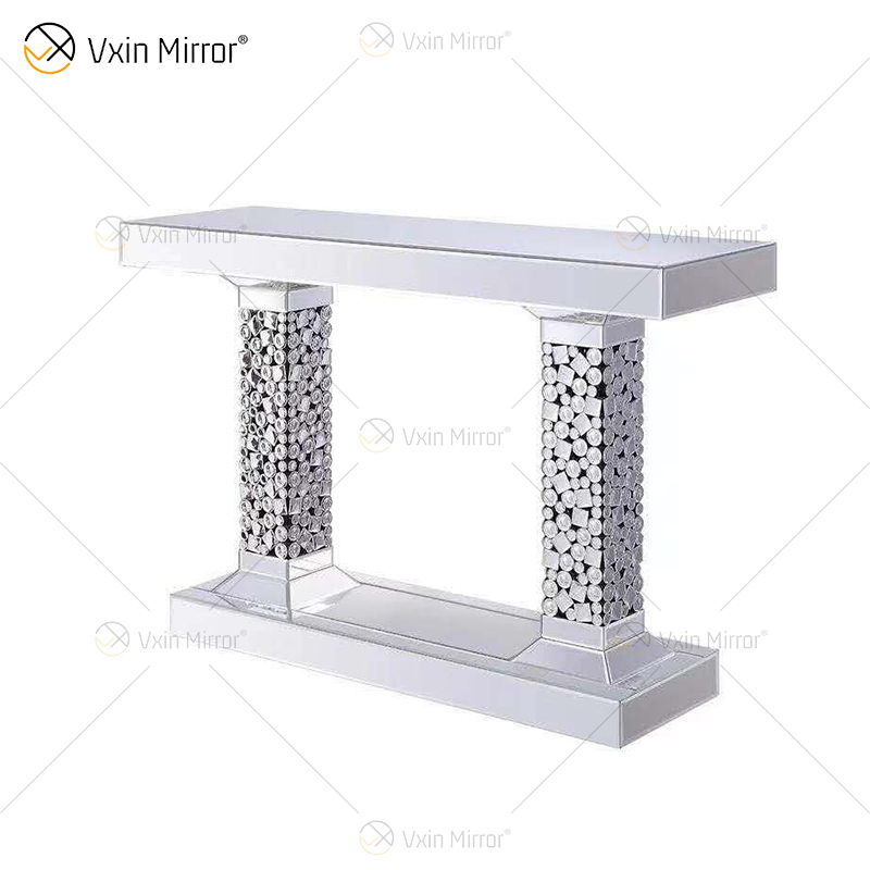 Acrylic Suit Top Quality Silver Large Crystal Wall Mirror Side Table Coffee Table Living Room Crystal Sets