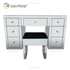 Hot Sell Modern WXF-125 &126 Silver Mirrored Dressing Table 7 Drawers with Disassembly Stool