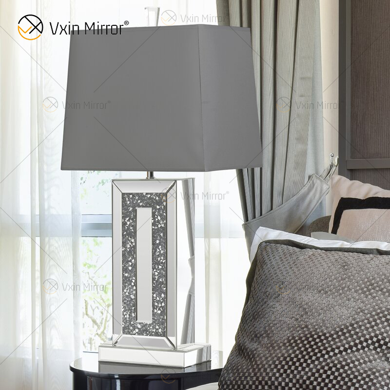 Top Quality WXTL-146 Modern Crushed Crystal Bedside Mirror Lamp with Shade for Sectional Sofa