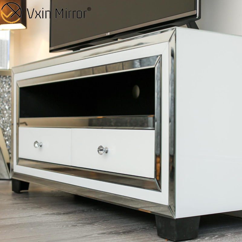Vxin Mirror WXWF-790 Furniture Modern White Silver Glass TV Cabinet Stands