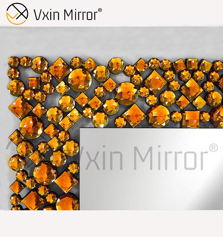 Cheap WXM-1051 Top Quality Brown Wall Mirror Decoration Crystal Wall Mirror