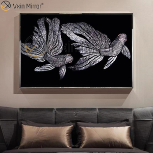 Handicraft Decorative Home Colorfu Mirrored Wall Art Crystal Porcelain Painting Mirror Wall Art