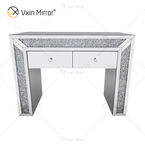 Art Decor WXF-061 Crushed Diamond Dressing Mirrored Corner Chest With 2 Drawers