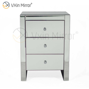 Modern Bedroom Furniture Mirrored Bedside Table with Drawers Customized For Sofas WXF-031