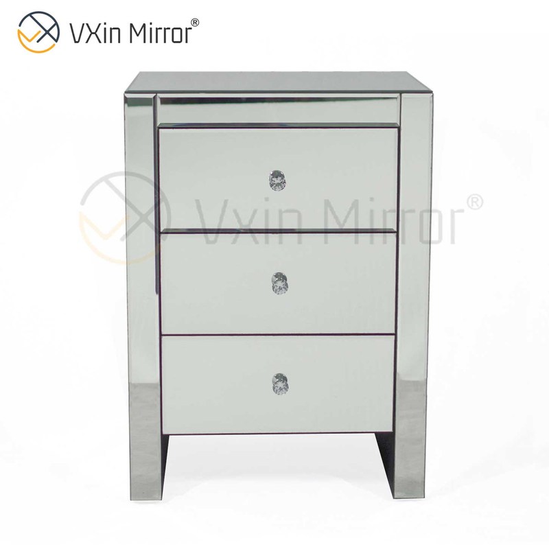 Modern Bedroom Furniture Mirrored Bedside Table with Drawers Customized For Sofas WXF-031