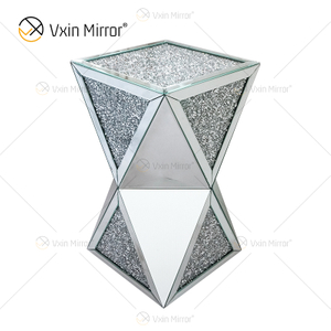Factory Hot Sale WXF-081 Silver Diamond Side Table 3D Modern Luxury Mirrored Side Table