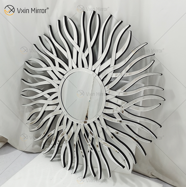 Factory Supply Silver WXM-1655 Geometric Shape Decorative Wall Glass Mirror