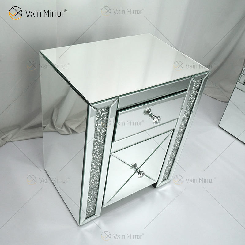 floating mirrored nightstand