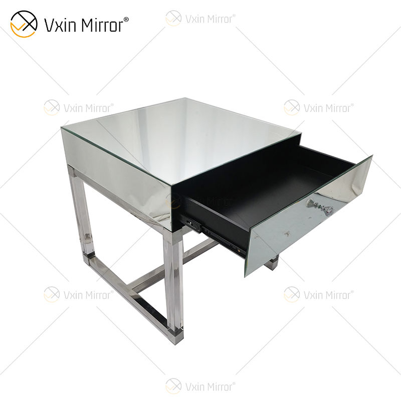 mirrored white nightstand