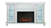 Ornate Berlin Furniture Crushed Diamond Silver Mirrored Fireplace TV Stands Cabinet With Core