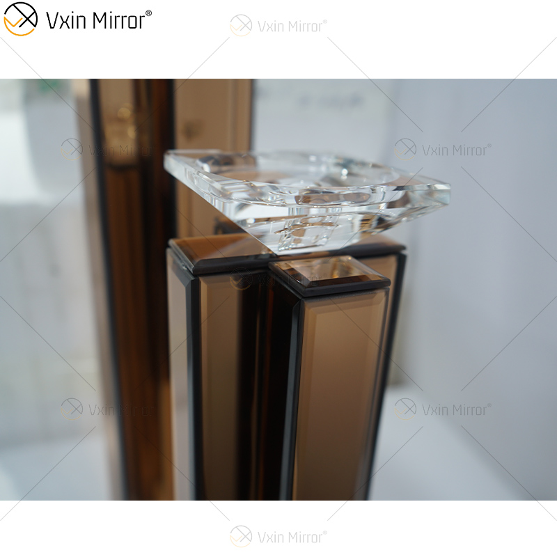 2 Colors Modern Elegant WXCH-079 Silver Crystal Mirrorr Candle Holder for Home Wedding