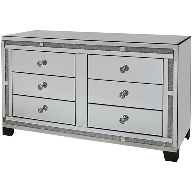 Cheap WXWF-691 Living Room Furniture Mirror Storage Cabinet with 6 Drawers Silver Crush Diamond Cabinet