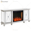 Ornate Berlin Furniture WXF-415 Champagne Silver Mirrored Fireplace TV Stands Cabinet With Hot Wind Insert 2 Types