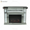 New Design WXMF026-1 LED Silver Crystal Glass Living Room Mirror Fireplace with Insert Indoor