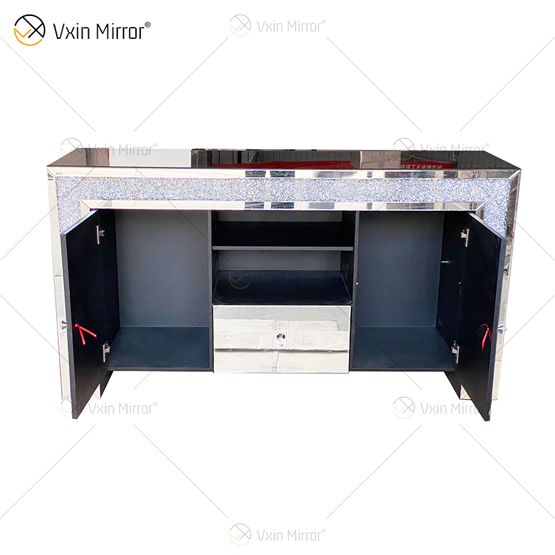 Elegant Home Decor ZH-063 Silver Mirrored Furniture Living Room Cabinet With Muti Drawers
