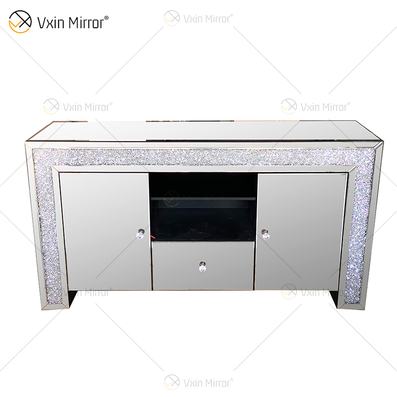 Elegant Home Decor ZH-063 Silver Mirrored Furniture Living Room Cabinet With Muti Drawers