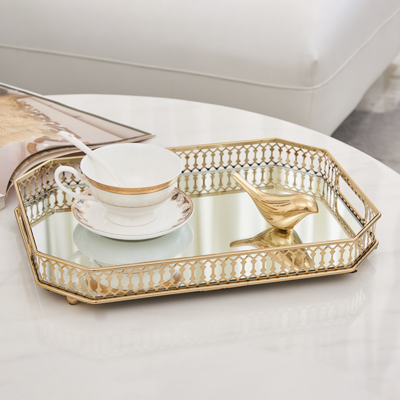 Hot Sell Vxin Mirror WXT-202203 Modern Decor Gold Metal Frame Mirror Tray Mirrored Tray 6 Size