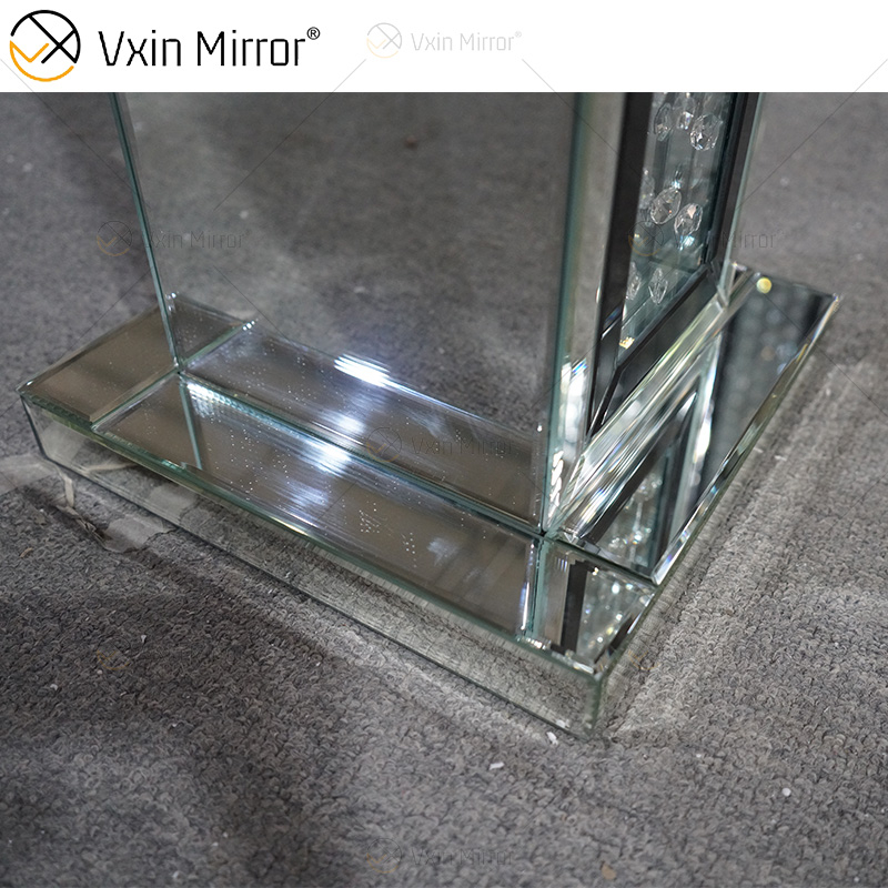 Black Frame WXFL-056 Living Room Elegant Silver Modern Crystal 3D Mirrored Floor Standing Lamp Mirror Lamp
