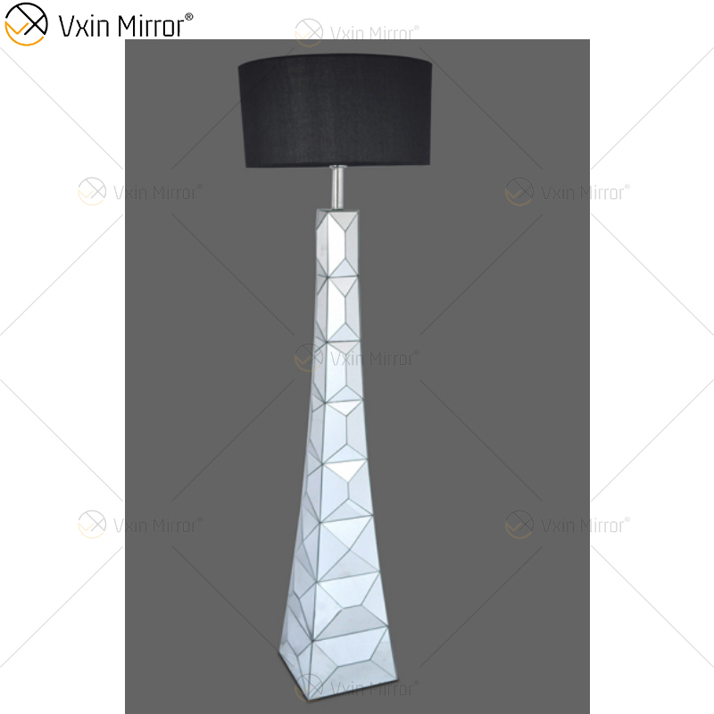 Black Frame WXFL-056 Living Room Elegant Silver Modern Crystal 3D Mirrored Floor Standing Lamp Mirror Lamp