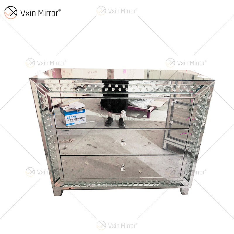 WXF-2140 LED Octagonal Beads Simple Fashion Three Drawersr LED Cabinet Match LED Mirror Custom Plug