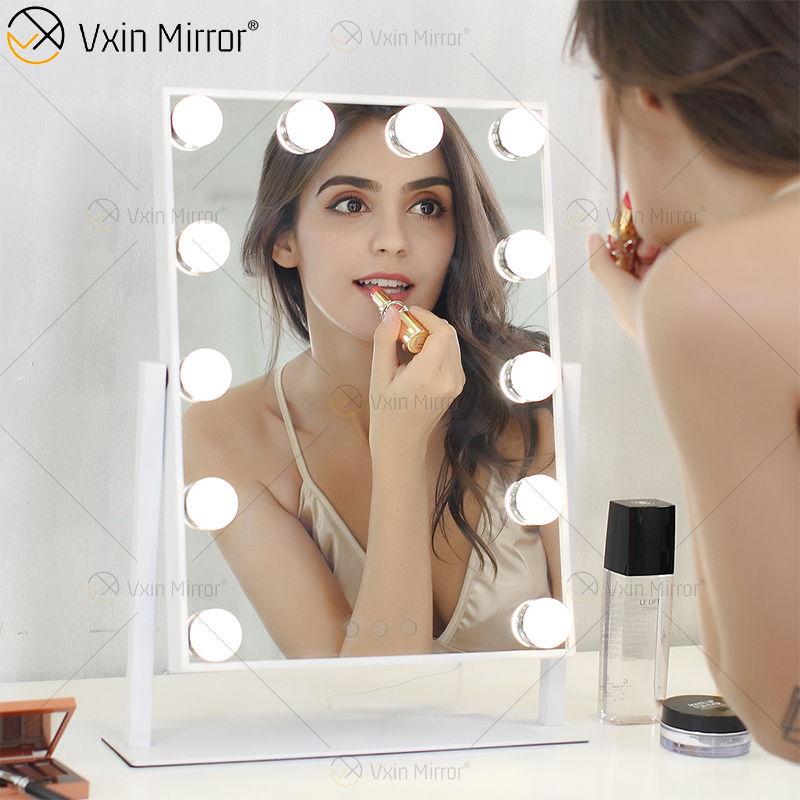 Oval Decorative WXDL-123 Table Top Vanity Mirror Hollywood Makeup Mirror with Led Light for Bedroom