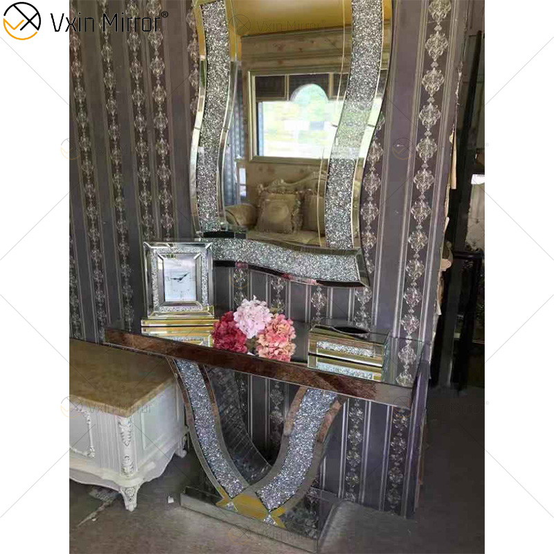 Vxin Mirror Furniture Modern Crushed Diamond Mirror Console Table Table Furniture