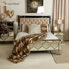 Antique Furniture King Bed Golden Frame Mirrored Super Bed