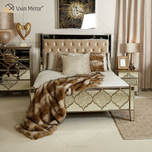 Vxin Antique Furniture WXWF-1088 King Bed Grace Golden Frame Mirror Super Bed