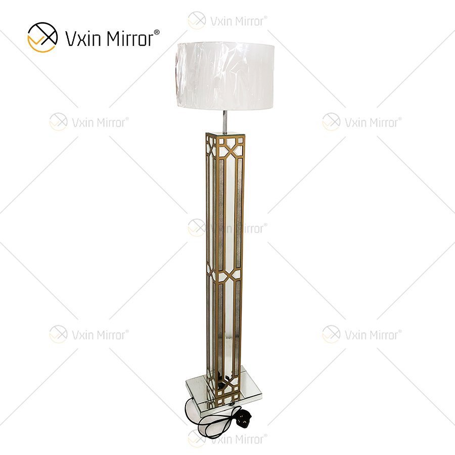 Night Stand WXFL-031 Living Room Luxury Silver LED Antique Mirrored Floor Lamp Mirror Lamp