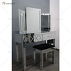 China Supply Modern Crushed Diamond Silver Dressing Table with Stool 2 Drawers with Full-length Mirror