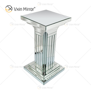 The Factory Hot Sale WXF-010 Classic Style Silver Roman Pillar Home Decor Mirrored Side Table