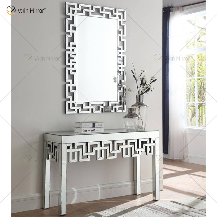 China Supplier Modern Famous Silver Crush Diamond Living Room Glass Console Table