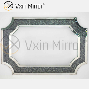 Wholesale Crushed Diamond Home Decor Living Room Silver Wall Mirror WXM-1017