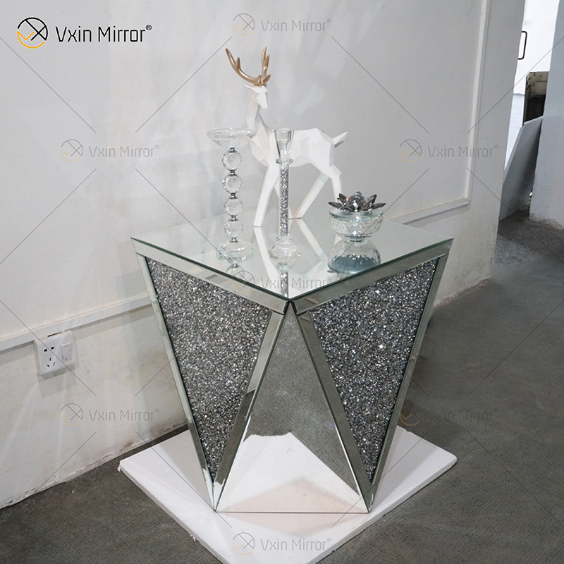 WXF-711-2 Unique Style Different Modern Design Glass Mirrored Coffee Table And Side Table