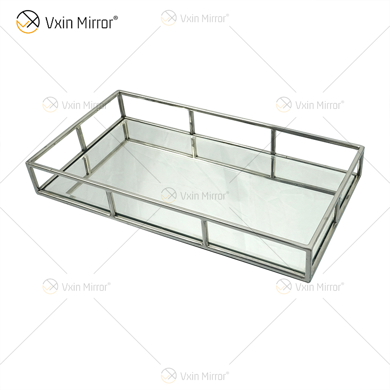 Hot Sell Vxin Mirror WXT-005 Modern Decor Silver Stainless Steel Frame Mirrored Tray 2 Size