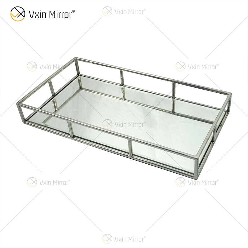 Hot Sell Vxin Mirror WXT-005 Modern Decor Silver Stainless Steel Frame Mirrored Tray 2 Size